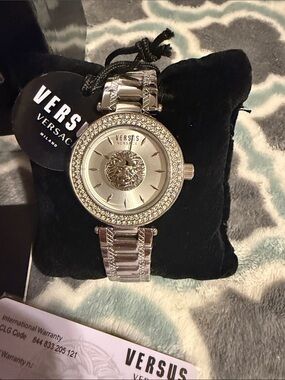 Versus Versace Silver Crystal Medusa Dial Bracelet Watch